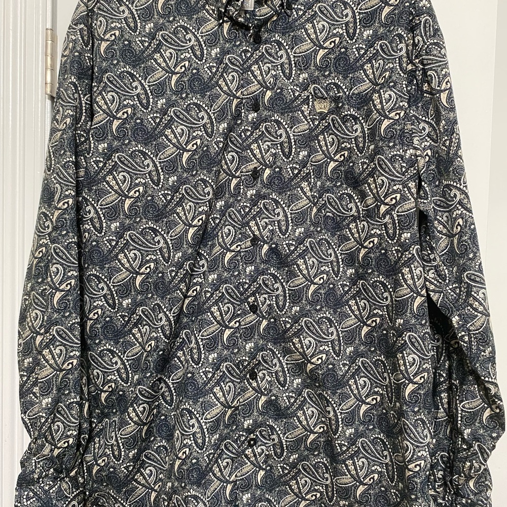 Cinch Men's Navy and White Paisley Button Down Shirt